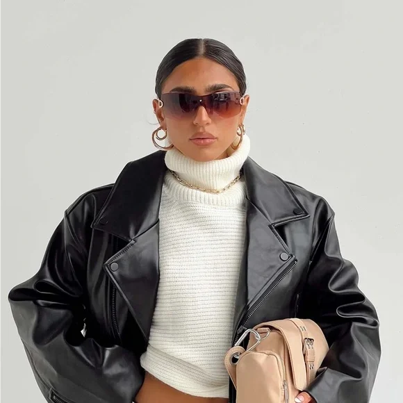 Lioness Staten Island Jacket Black | PU Leather | Womens M - Picture 5 of 10